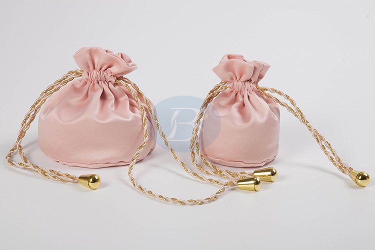 custom round bottom satin jewelry pouches