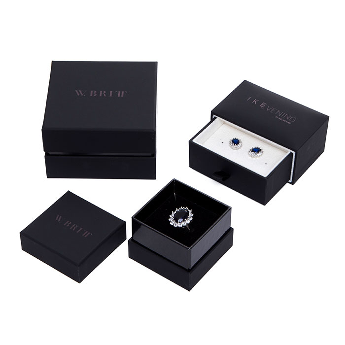 Classic black drawer custom jewelry package box