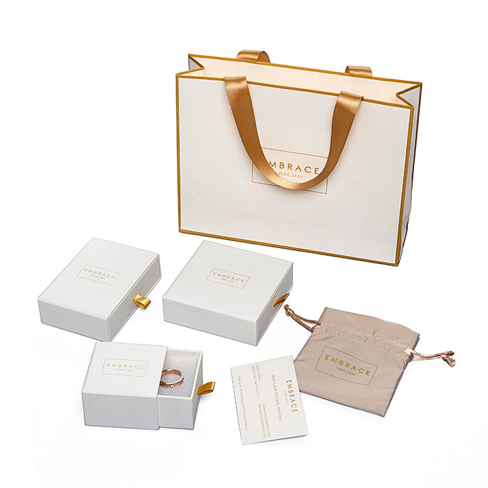 Custom white jewellery boxes, drawer paper ring box manufacturers