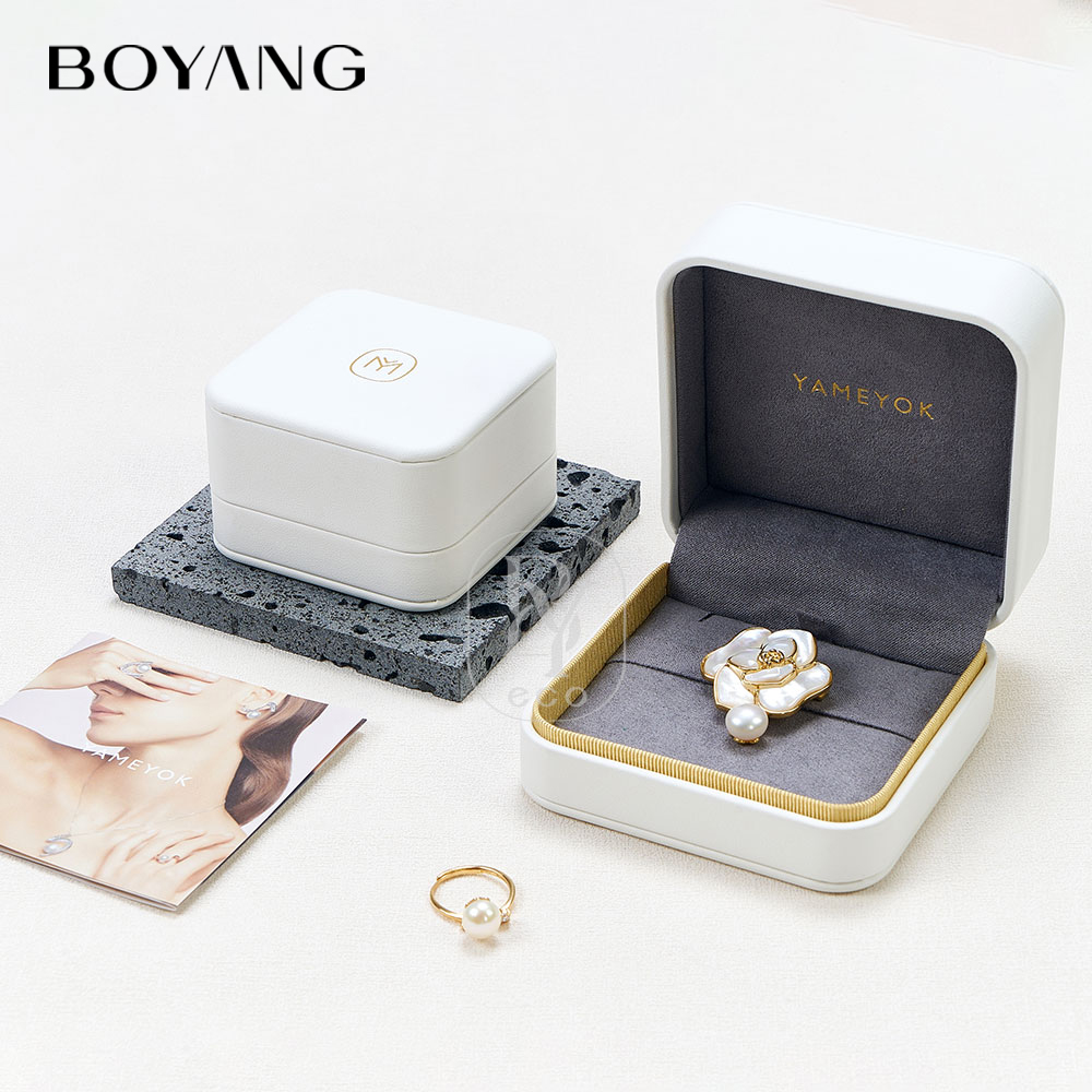 Boyang Custom PU Leather Luxury White Jewelry Box